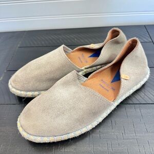 Verbenas Carmen Soft Suede Leather Taupe Slide On D'Orsay Espadrille Flats EU 39